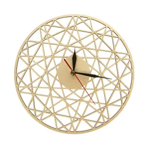 Polygonal Modern Geometry Wooden Wall Clock Cobweb Contemporary Style Laser Cut Living Room Clock Housewarming Gift Home Decor