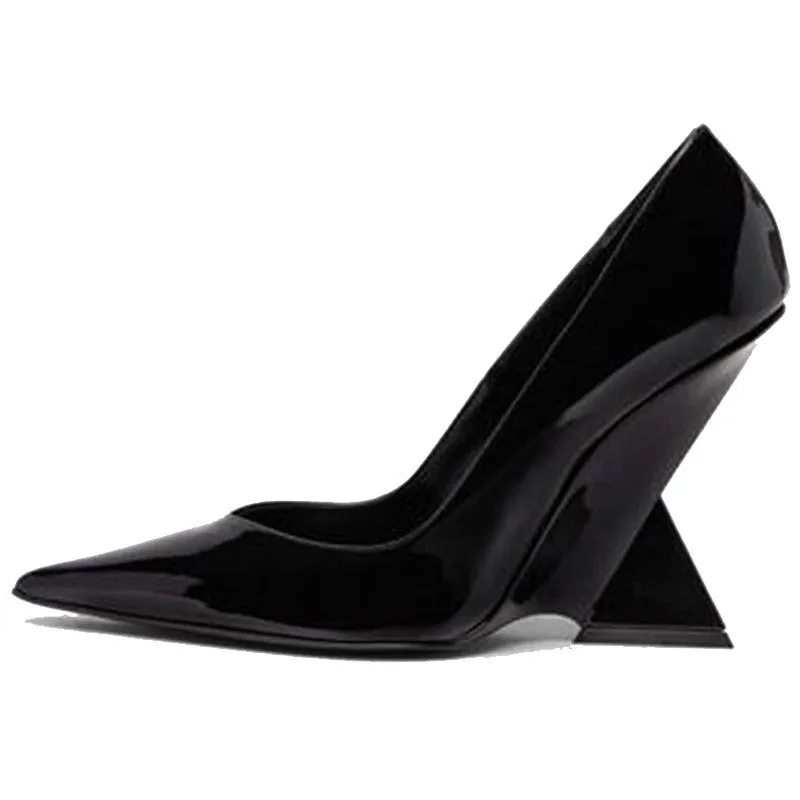 Pre Order:  Patent Suede Unconventional High Heel Pumps