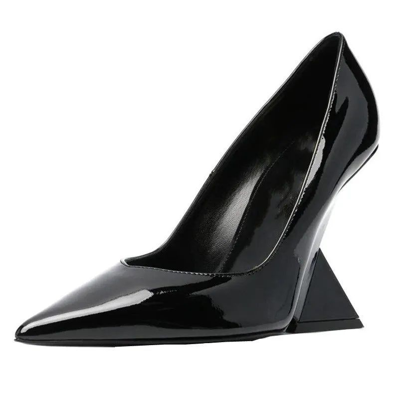 Pre Order:  Patent Suede Unconventional High Heel Pumps