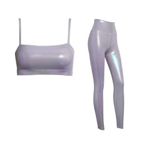 Pre Order:  Shiny Yoga Push Up Bra   High Waist Stretch Pants Set