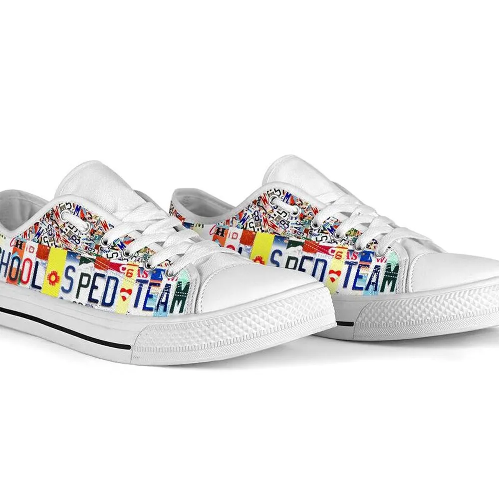 Preschool Sped Team License Plates Low Top Shoes, Teacher Shoes, Low Top Sneakers