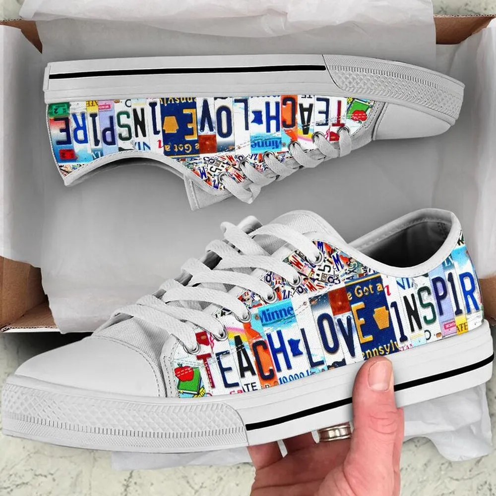 Preschool Sped Team License Plates Low Top Shoes, Teacher Shoes, Low Top Sneakers