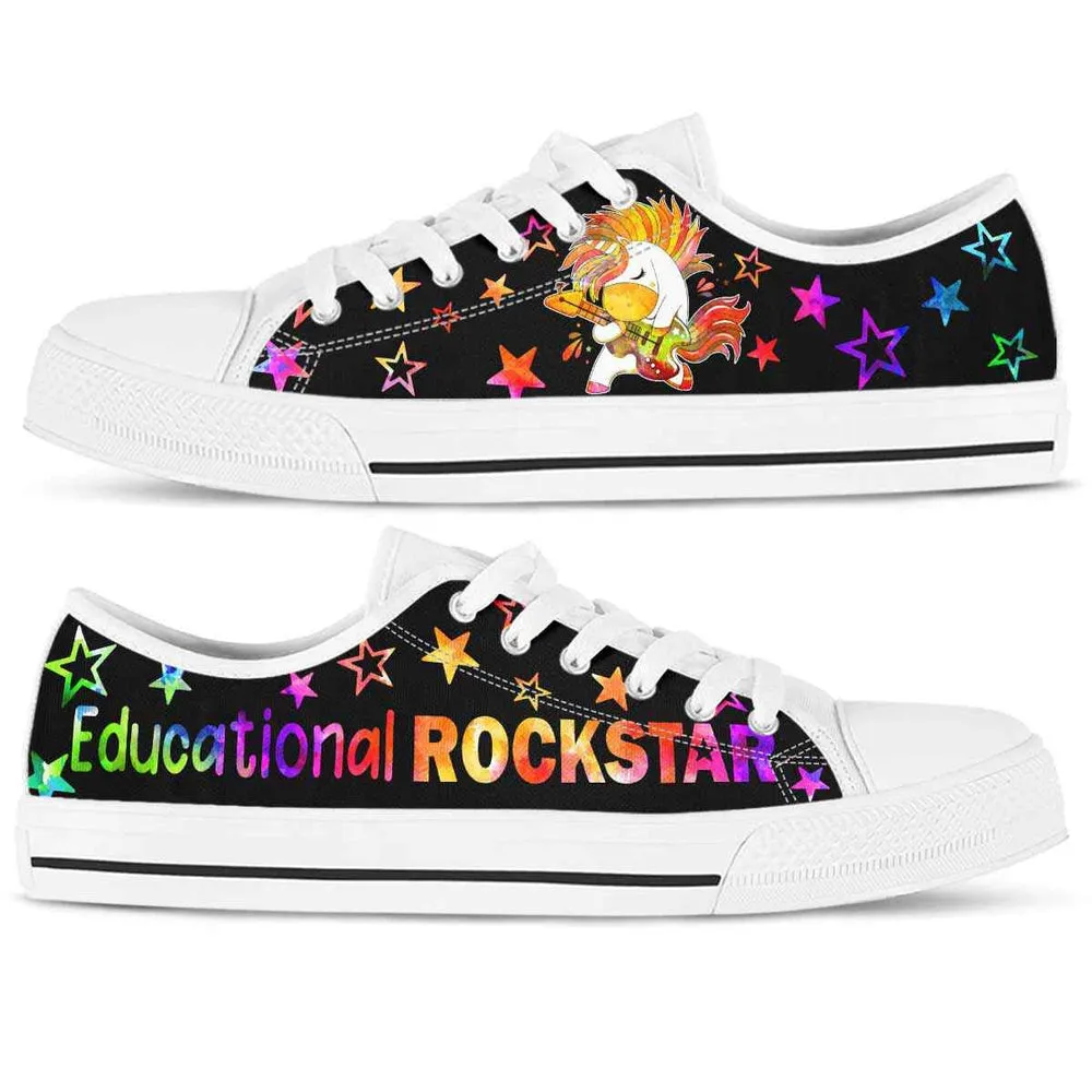 Principal Unicorn Educational Rock Star Low Top Shoes, Teacher Shoes, Low Top Sneakers