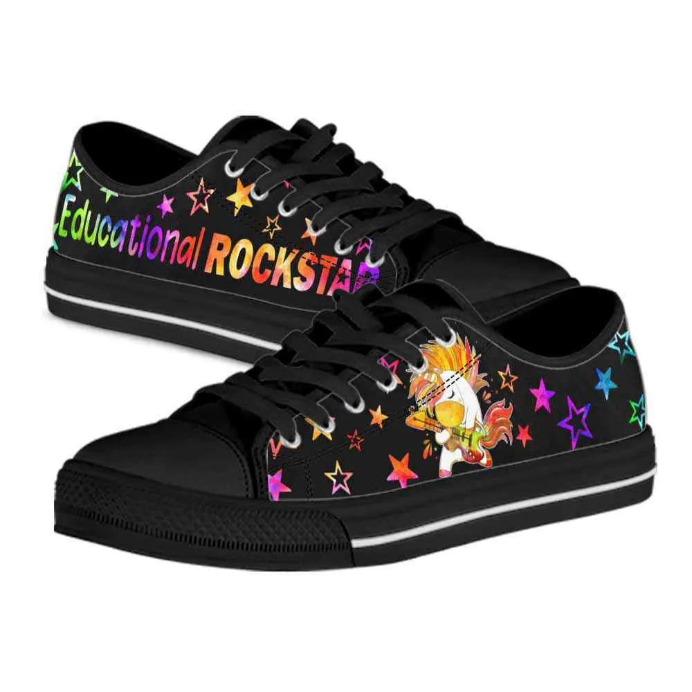 Principal Unicorn Educational Rock Star Low Top Shoes, Teacher Shoes, Low Top Sneakers