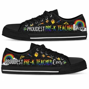 Proudest Pre K Teacher Ever Rainbow Low Top Shoes, Teacher Shoes, Low Top Sneakers