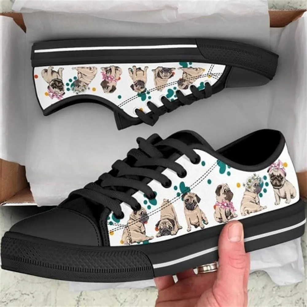 Pug Dog Adorable Canvas Low Top Shoes - Low Top Shoes Mens, Women, Dog Printed Shoes, Canvas Shoes For Men, Women