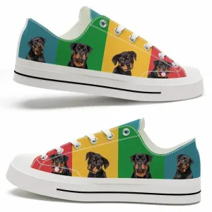 Rottweiler 4 Colors Pattern Low Top Shoes - Happy International Dog Day Canvas Sneaker, Dog Printed Shoes, Canvas Shoes For Men, Women