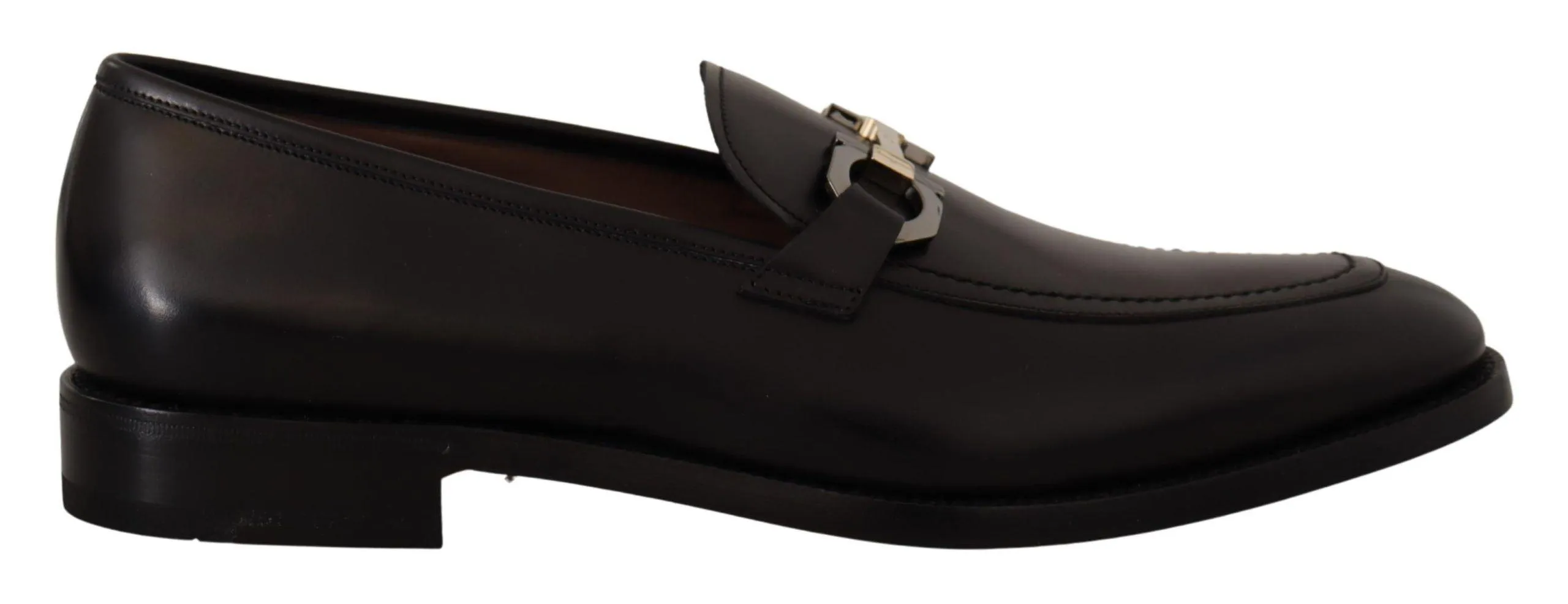 Salvatore Ferragamo Black Calf Leather Moccasin Formal Shoes