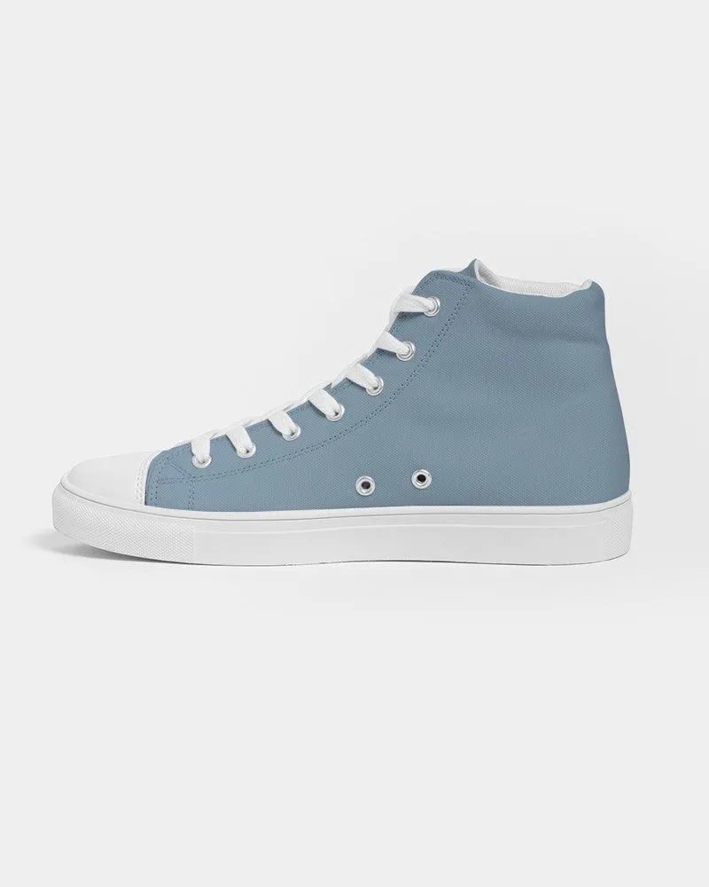 Shaded Pale Pastel Cyan Gray High-Top Canvas Sneakers | Men's | C30M8Y0K30