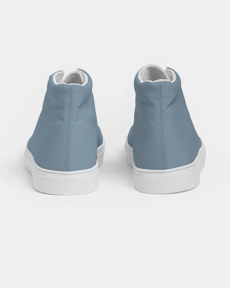 Shaded Pale Pastel Cyan Gray High-Top Canvas Sneakers | Men's | C30M8Y0K30