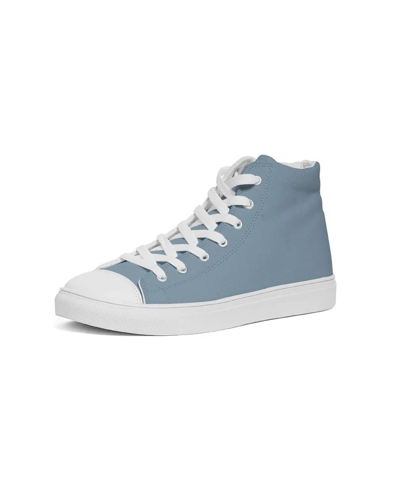 Shaded Pale Pastel Cyan Gray High-Top Canvas Sneakers | Men's | C30M8Y0K30