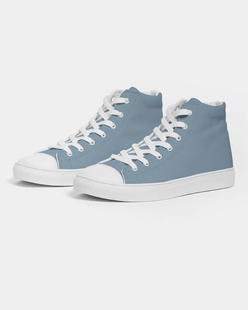 Shaded Pale Pastel Cyan Gray High-Top Canvas Sneakers | Men's | C30M8Y0K30