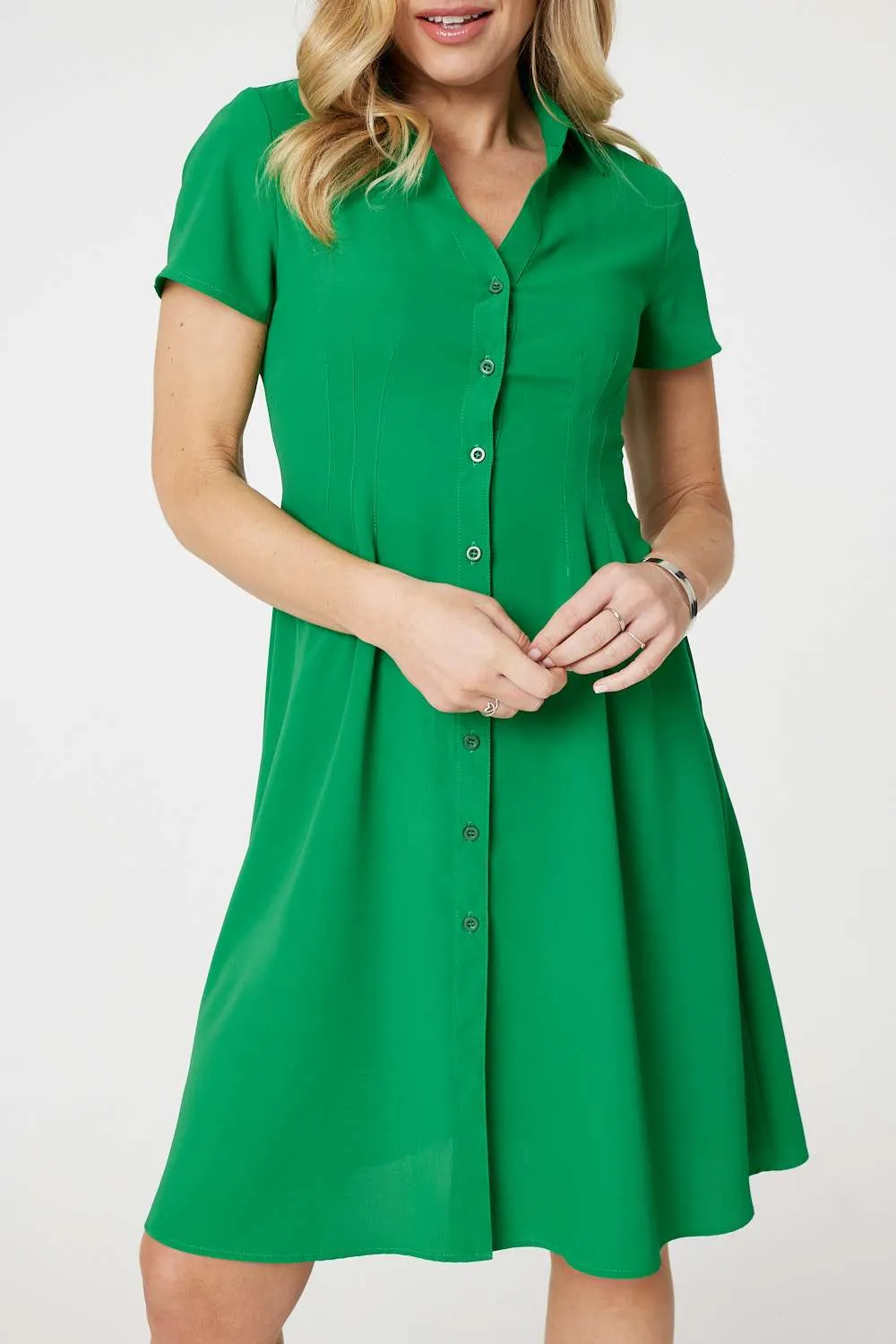 Short Sleeve Knee Length Shirt Dress