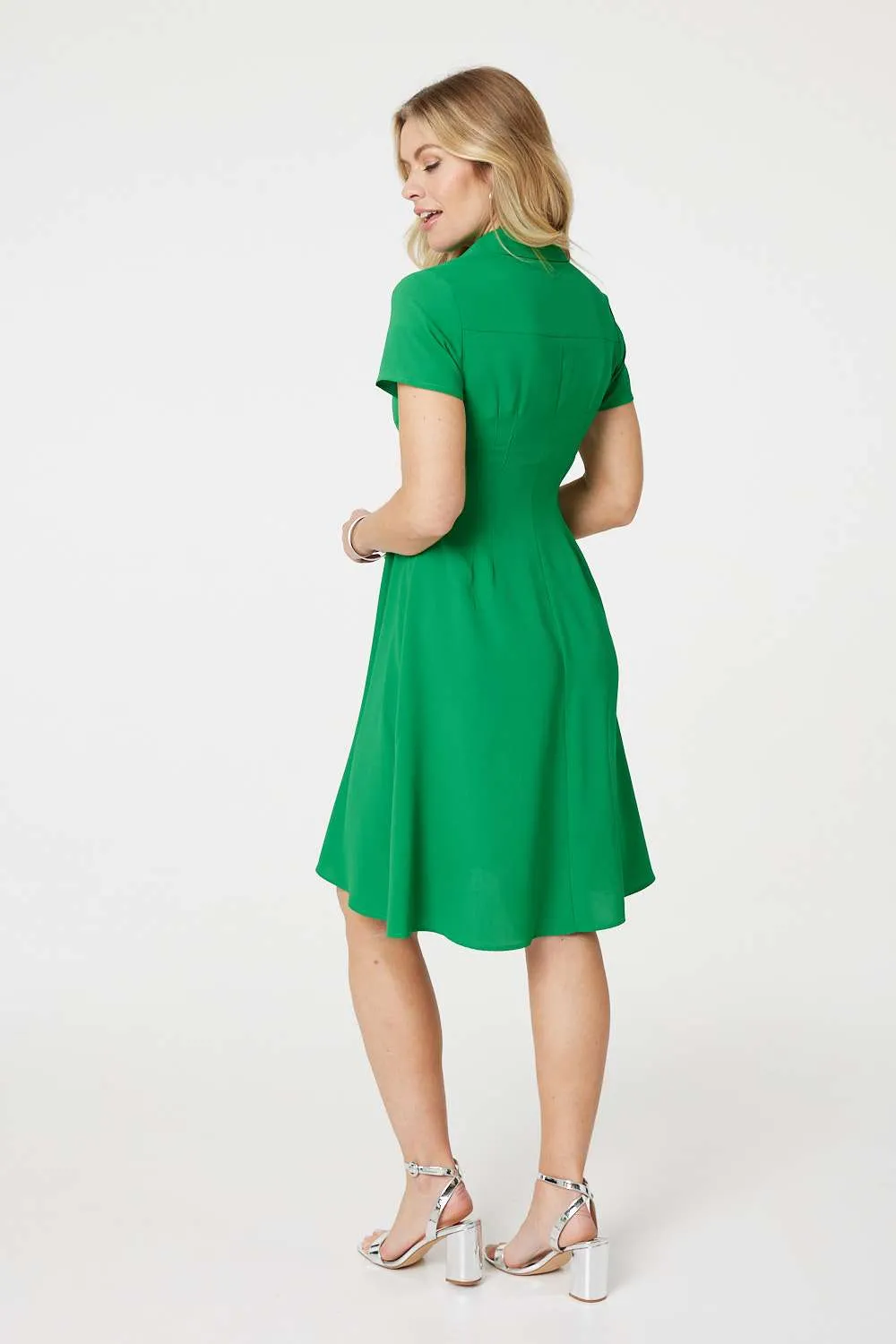 Short Sleeve Knee Length Shirt Dress