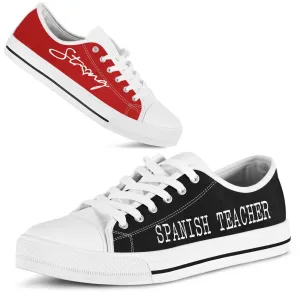 Spanish Teacher Strong Red Black Shoes, Teacher Shoes, Low Top Sneakers