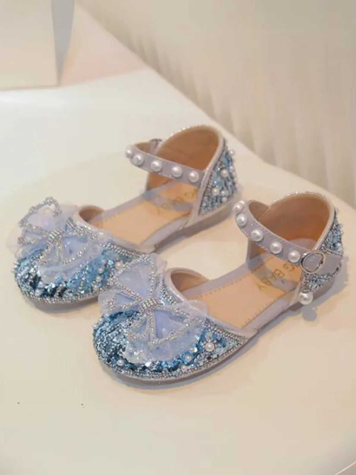 Sparkle Season Pearl Strap Sequin Shoes By Liv and Mia