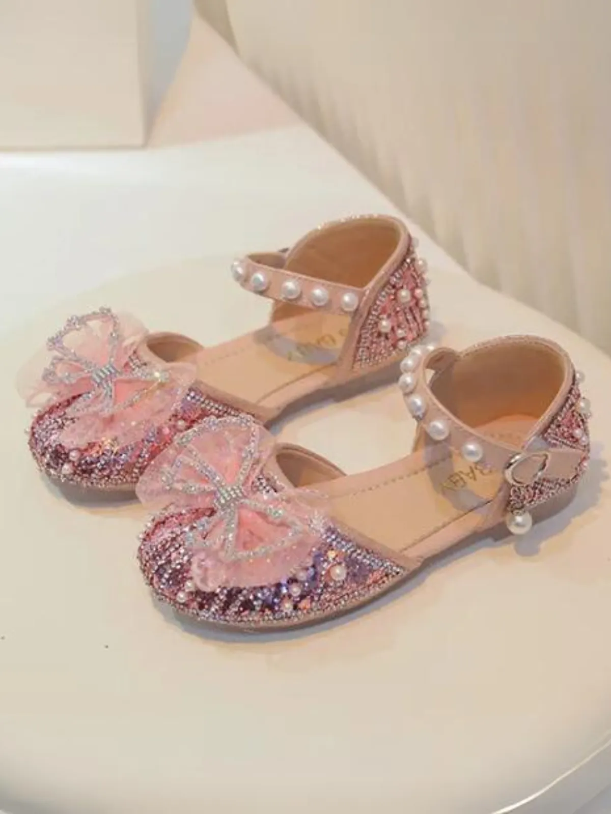 Sparkle Season Pearl Strap Sequin Shoes By Liv and Mia