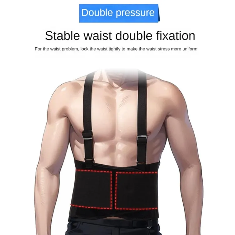 Sports Back Support Belt Waist Pain Protection Belt with Suspender Strap for Heavy Lifting, Size: M