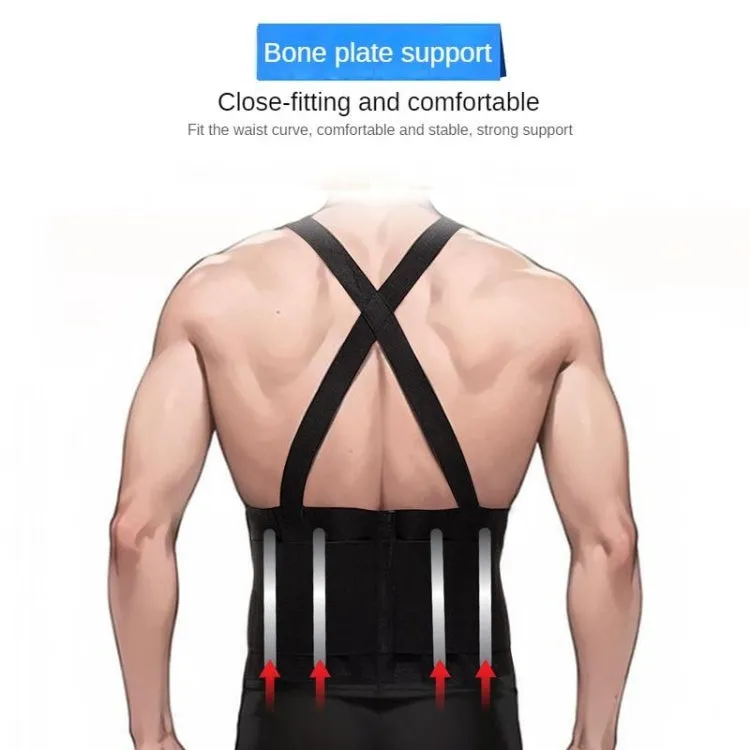 Sports Back Support Belt Waist Pain Protection Belt with Suspender Strap for Heavy Lifting, Size: M