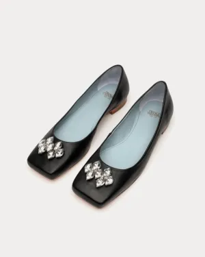 Square Toe Ballet Flat Black