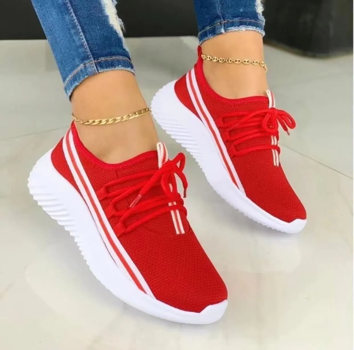 Stripe Sneakers For Women Sports Shoes