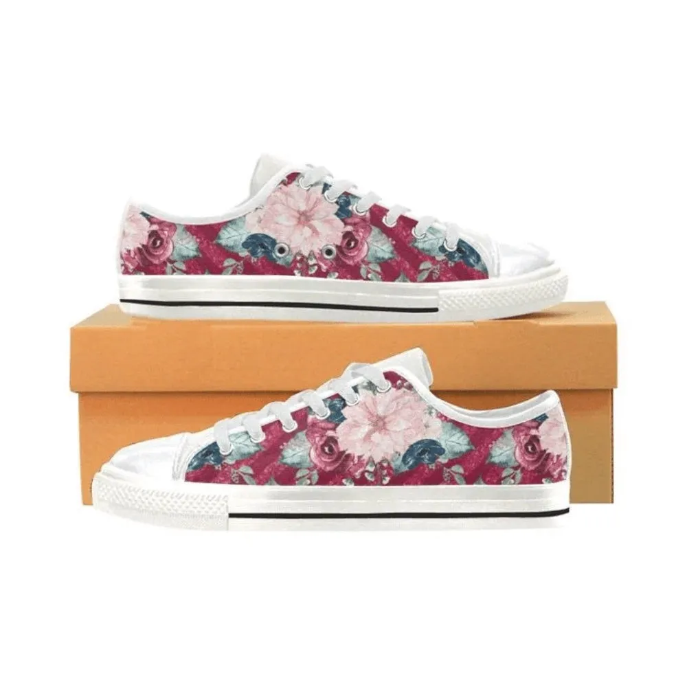 Stylish Floral Dog Low Top Shoes - Unique Pet-Inspired Footwear, Dog Printed Shoes, Canvas Shoes For Men, Women