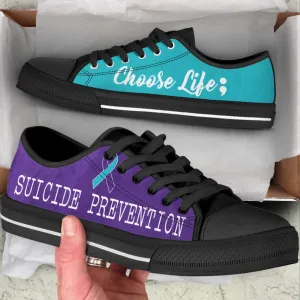 Suicide Prevention Shoes Choose Life Low Top Shoes Canvas Shoes, Low Top Sneaker, Low Top Canvas Shoes