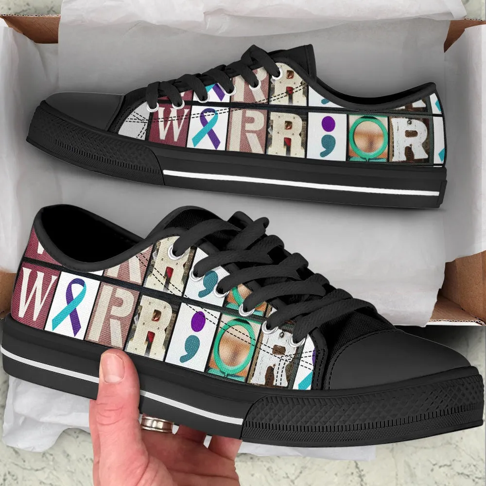 Suicide Prevention Shoes Warrior Hope Sign Low Top Shoes , Low Top Sneaker, Low Top Canvas Shoes