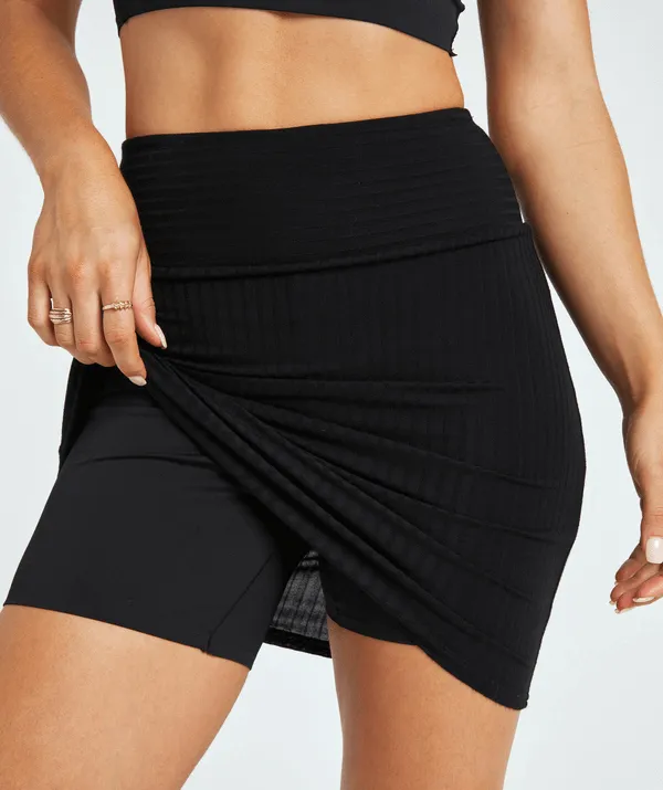 The Luxe Rib Girlfriend Skirt with built-in shorts