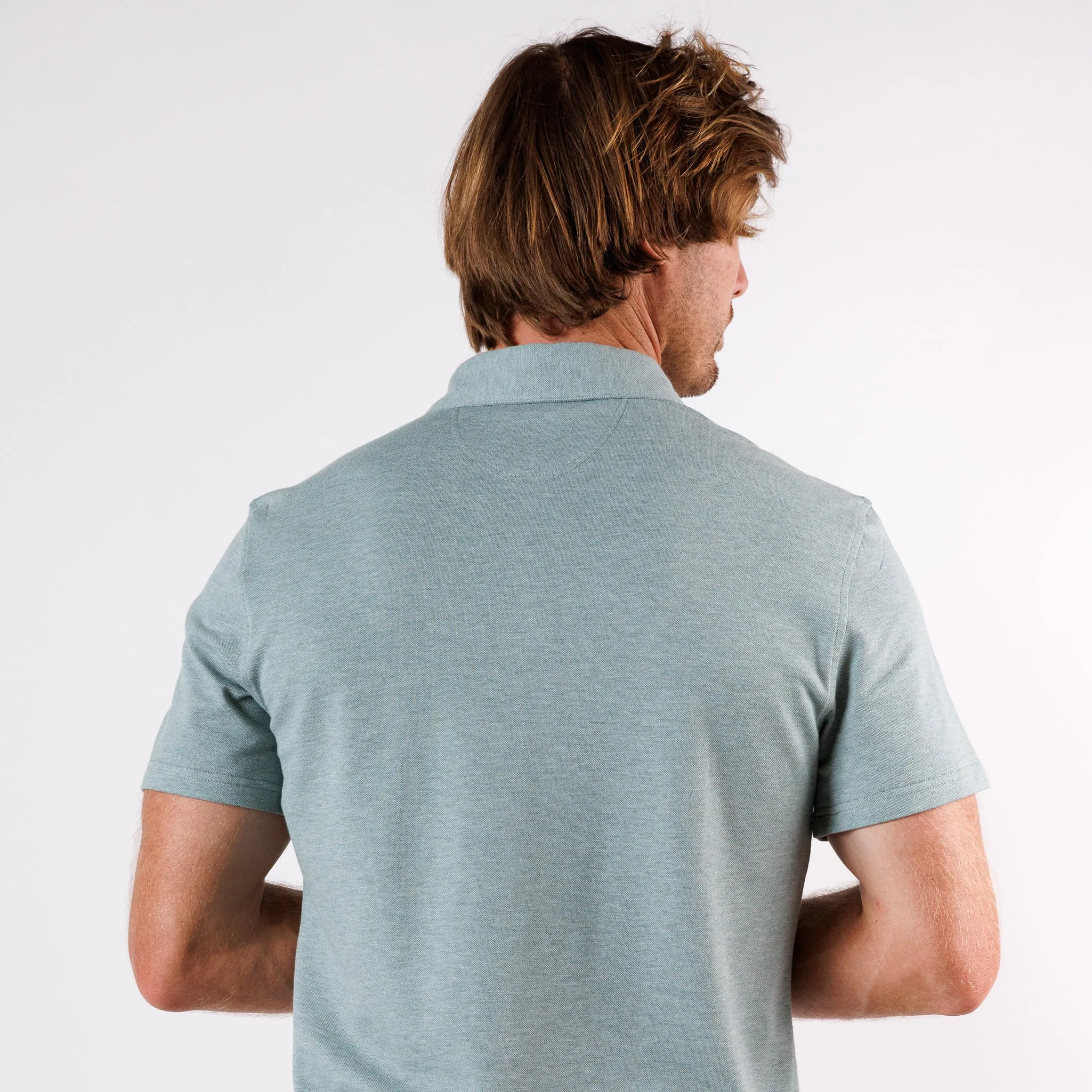 Tour Polo in Heather Gray Green