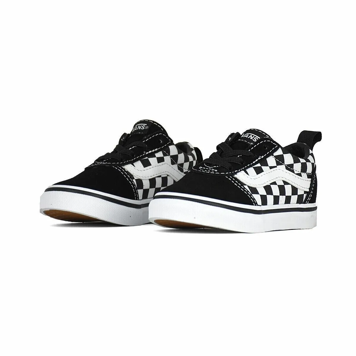 Vans Ward VN0A3QU1PVJ1 Infant White/Black Checkered Slip-on Skate Shoes B857