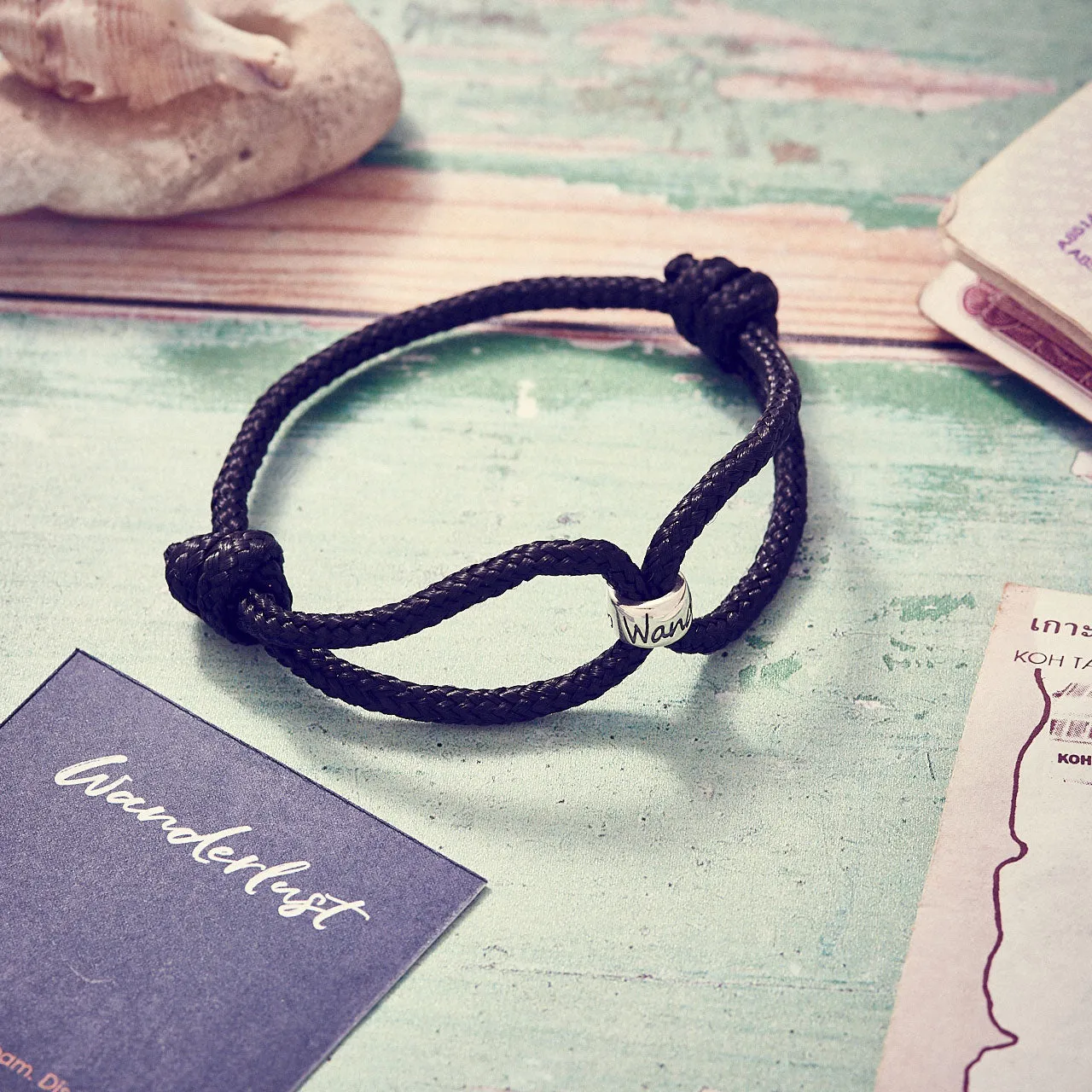 Wanderlust Recycled Silver & Vegan Paracord Bracelet