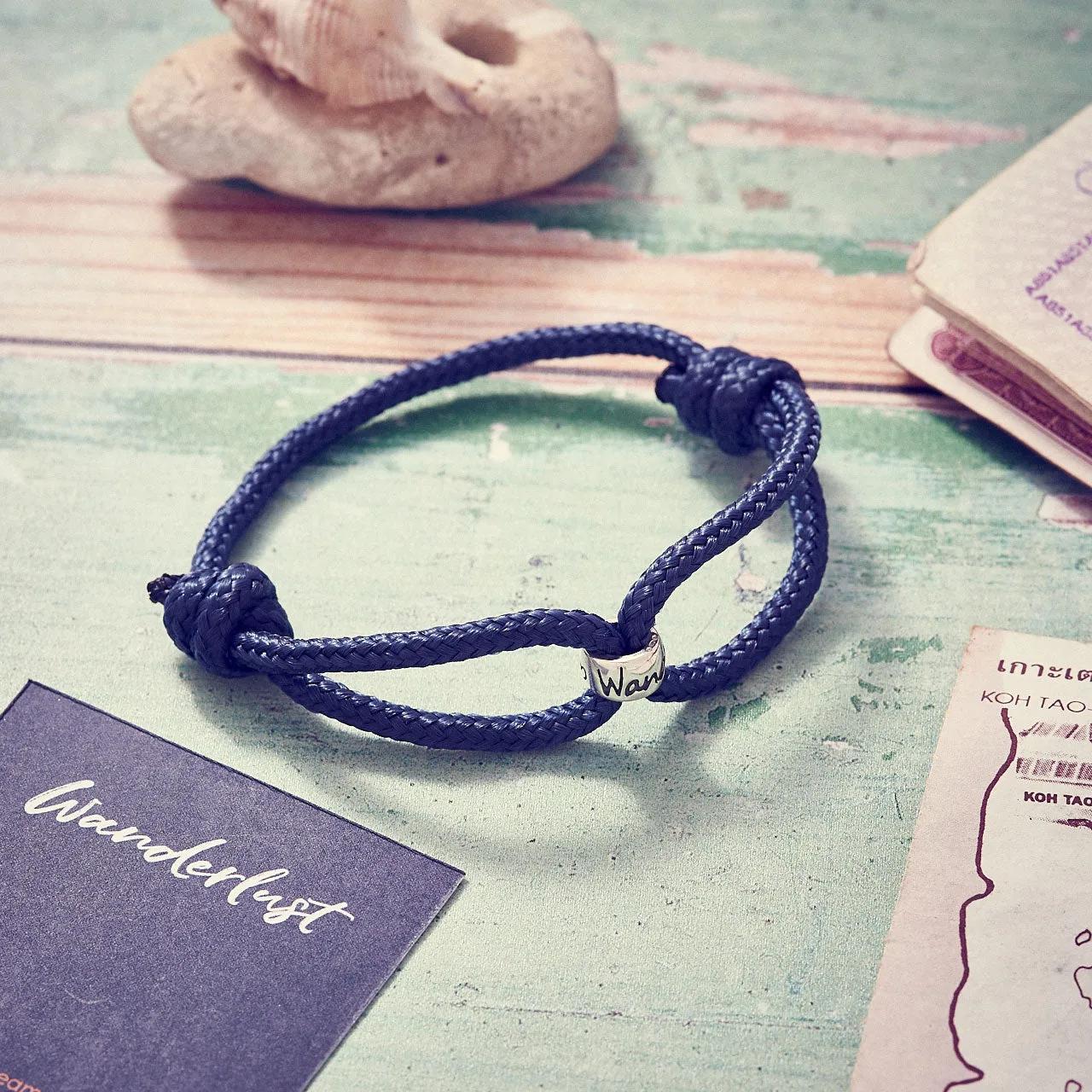 Wanderlust Recycled Silver & Vegan Paracord Bracelet