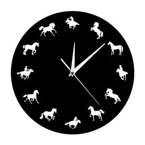 Wild and Free Running Horse Animal Wall Decor Clock Cowboy Horserider Decorative Wall Clock Minimalist Design Horse Wall Watch