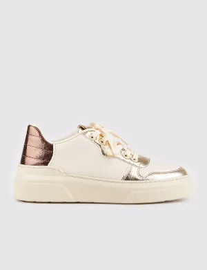 Women Beige Color Panel Sneakers