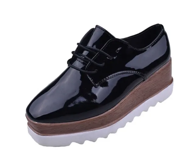 Women Lace-Up Loafers Platforms Style Shoes