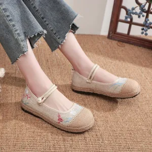 Women's Big Head Embroidered Old Beijing Cloth Single Canvas Shoes