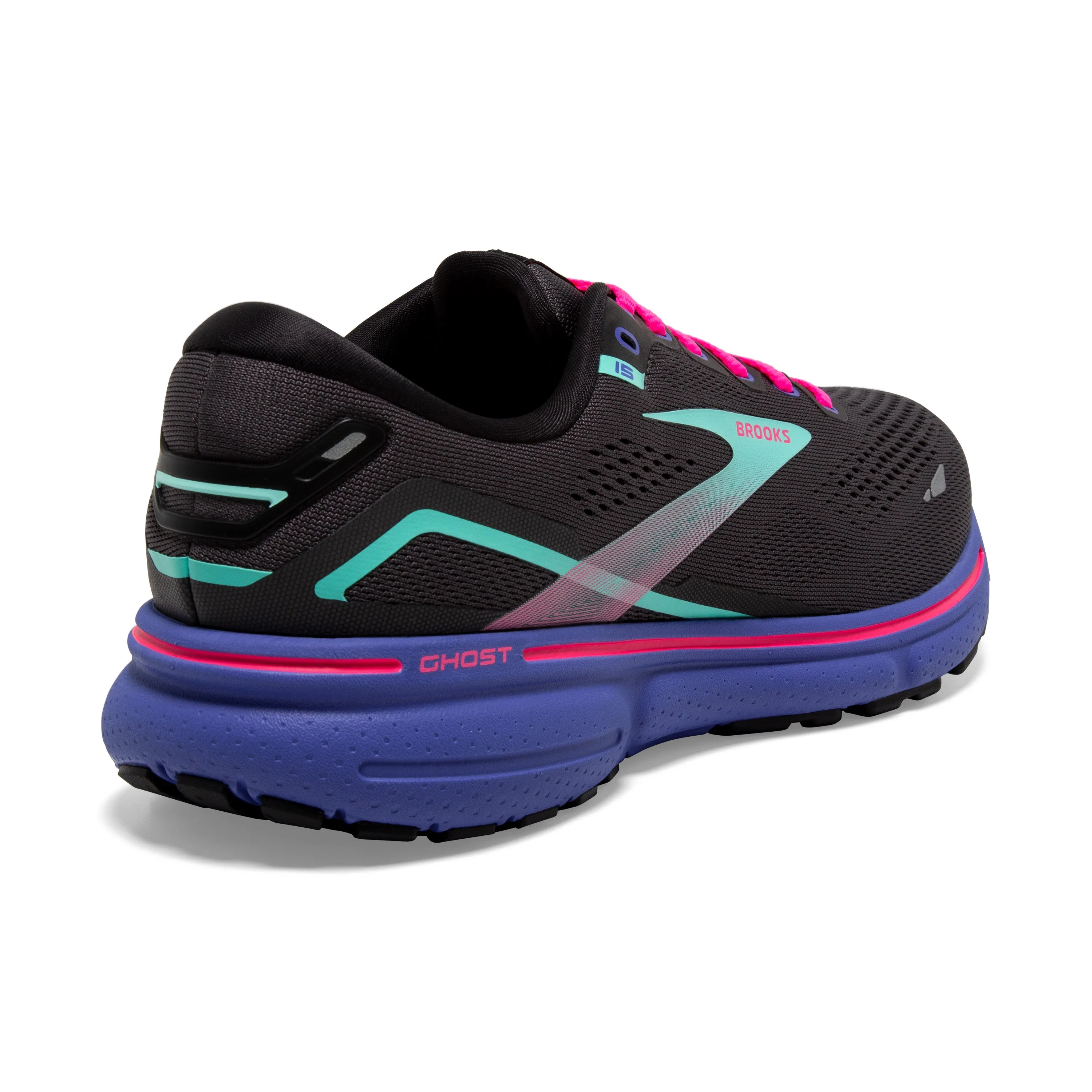 Women's Brooks Ghost 15 1203801B079 Color: Black/Blue/Aruba