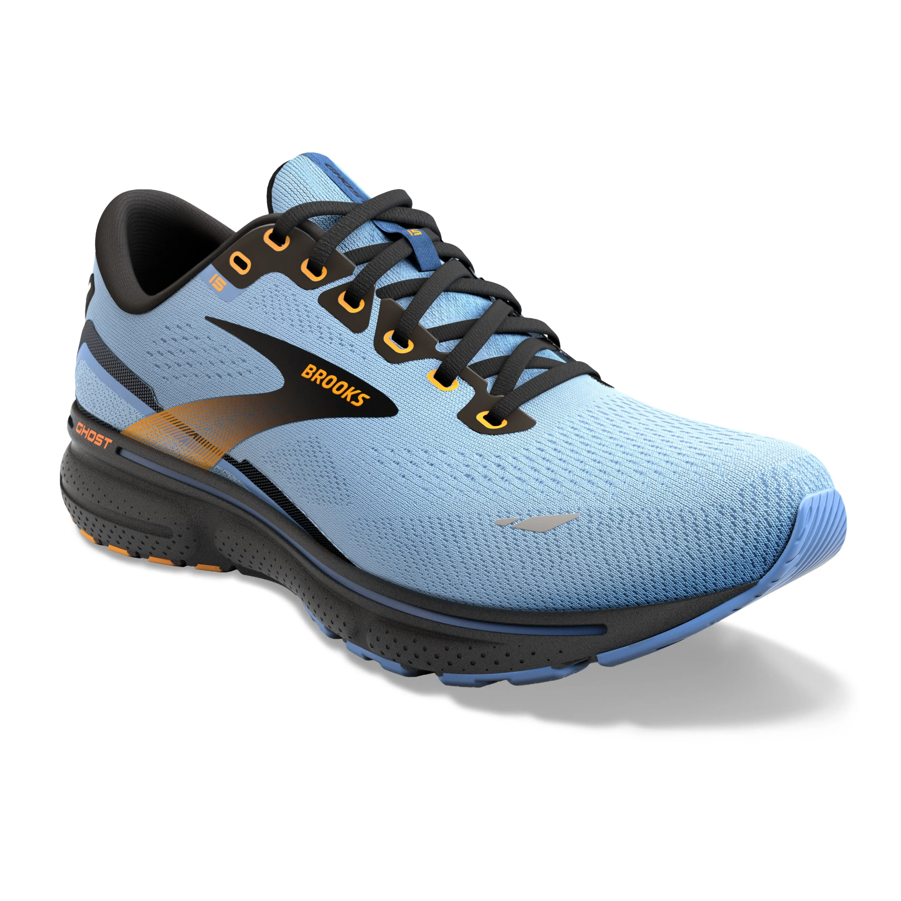 Women's Brooks Ghost 15 1203801B437 Color: Light Blue/Black/Yellow