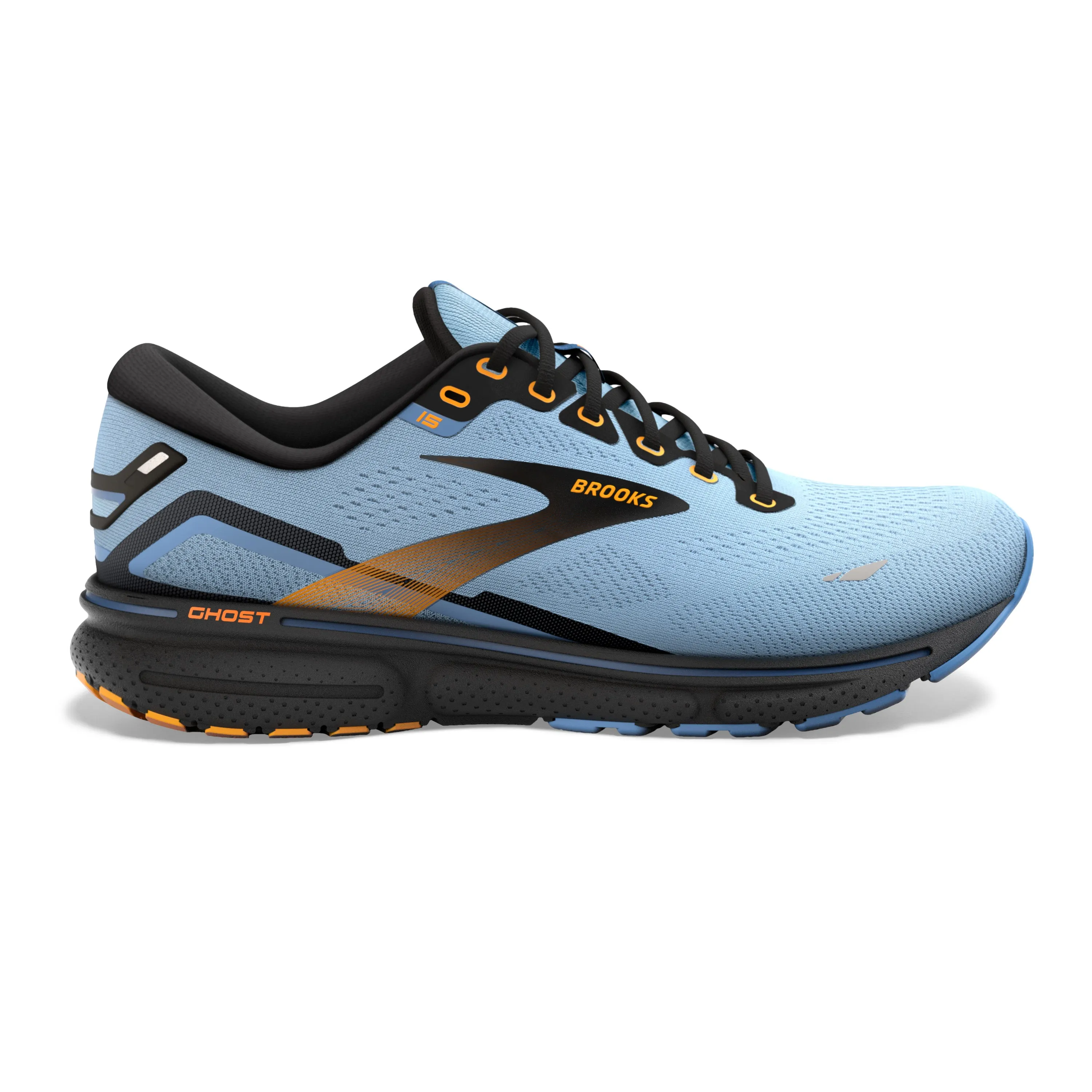 Women's Brooks Ghost 15 1203801B437 Color: Light Blue/Black/Yellow