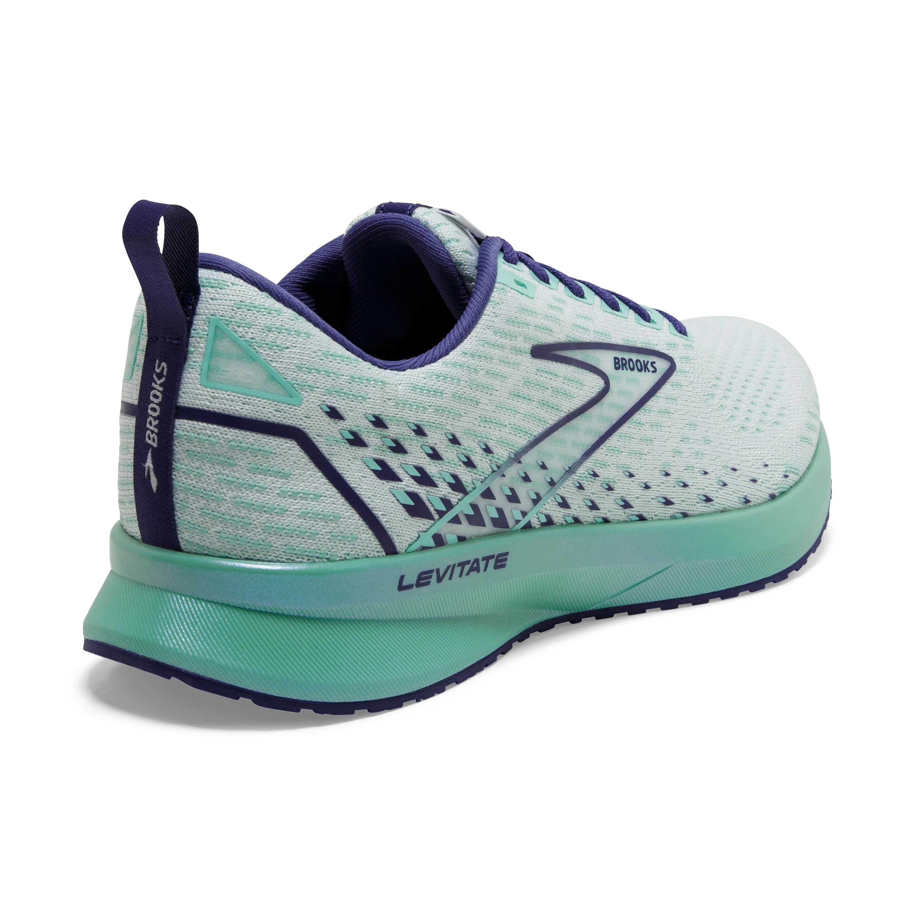 Women's Brooks Levitate 5 Color: White/Navy Blue/Yucca