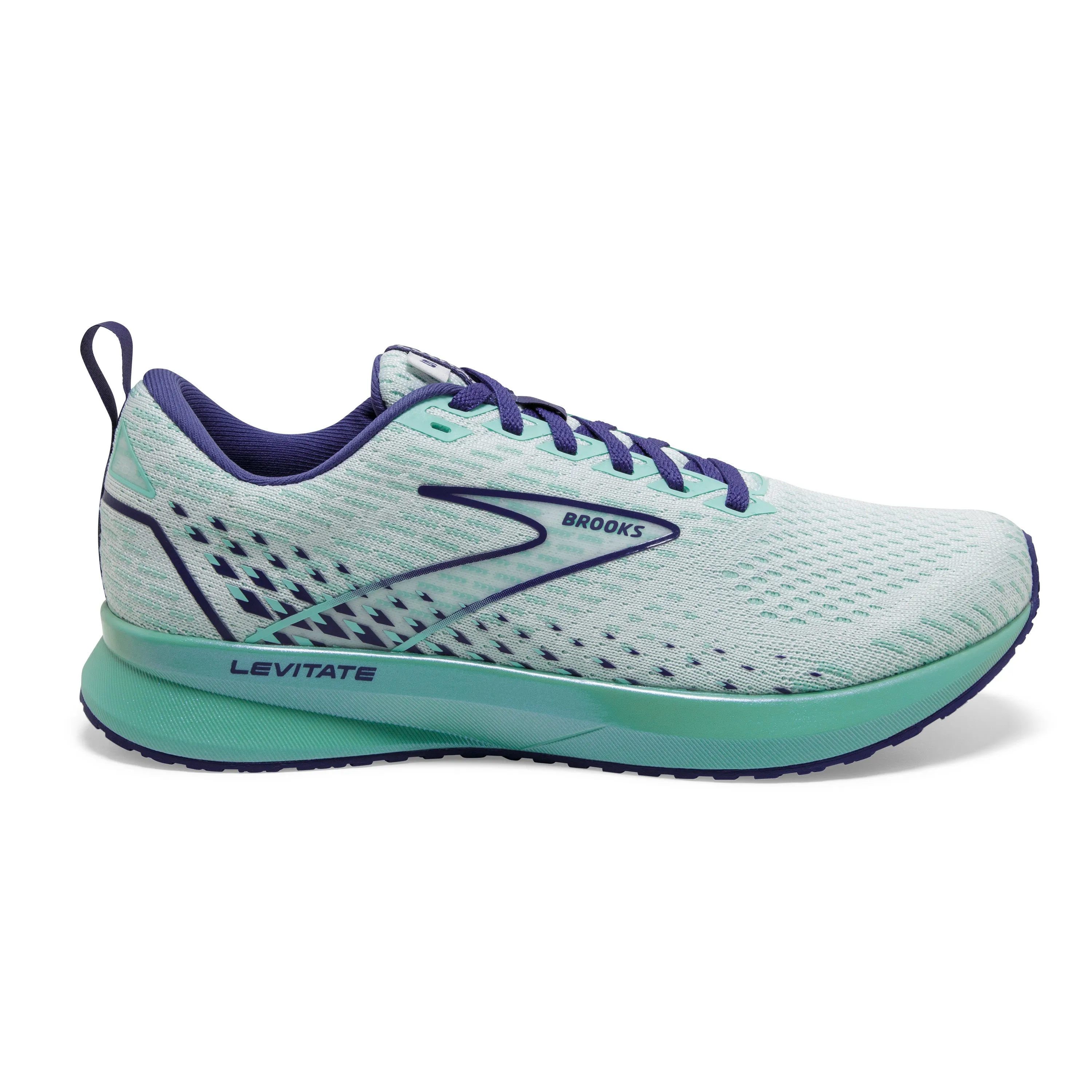 Women's Brooks Levitate 5 Color: White/Navy Blue/Yucca