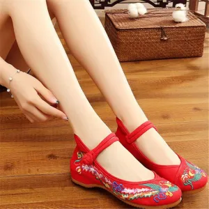 Women's Colorful Phoenix Square Dance Tendon Bottom Canvas Shoes