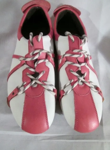 Womens FLY LONDON TRACK FIELD Leather Sneaker Athletic PINK WHITE 10.5 41 Shoe