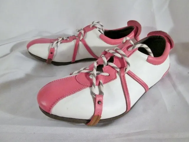 Womens FLY LONDON TRACK FIELD Leather Sneaker Athletic PINK WHITE 10.5 41 Shoe