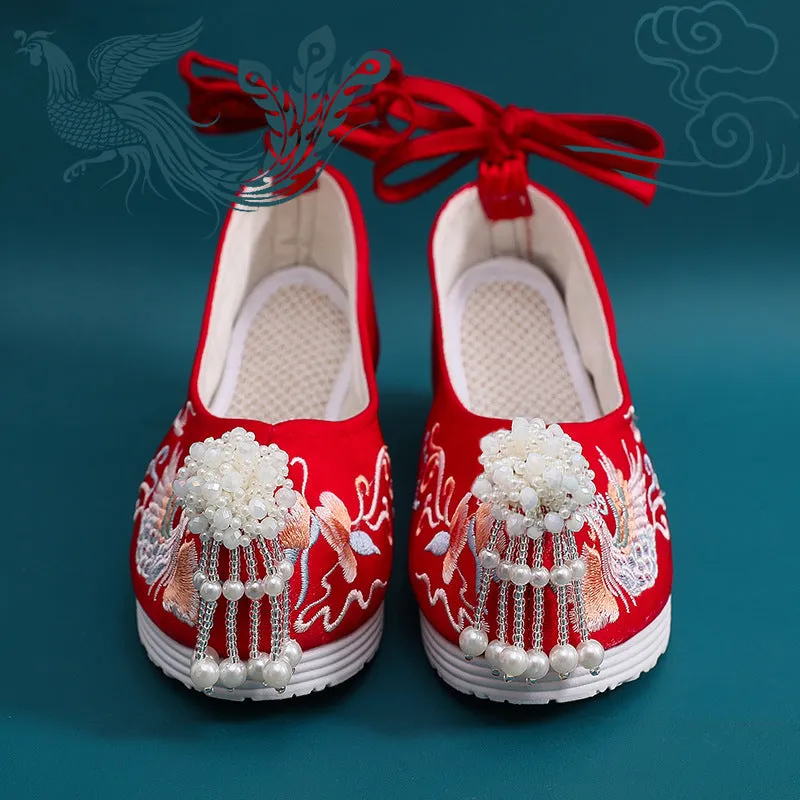 Women's For Han Chinese Clothing Style Costume Height Increasing Canvas Shoes