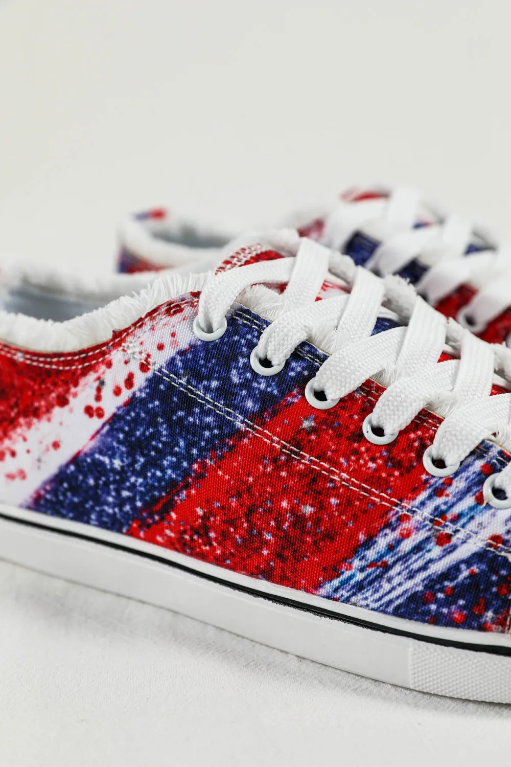 Women's Red and Blue Color Block Canvas Shoes