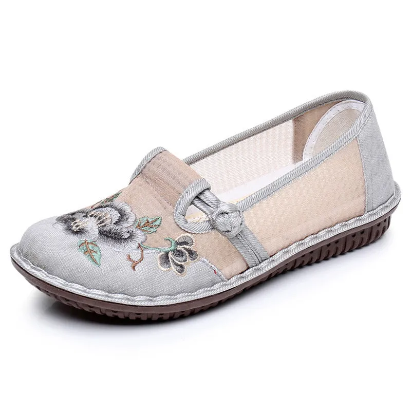 Women's Summer Slip-on Retro For Han Chinese Clothing Mesh Canvas Shoes